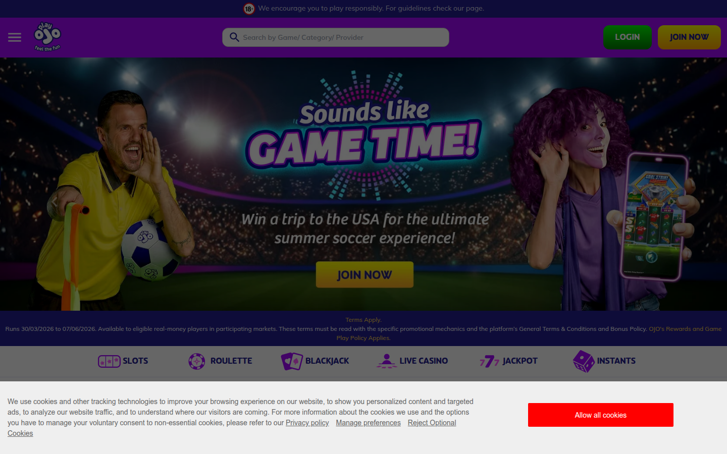 PlayOJO Casino Ireland — zero wagering bonus model